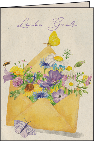 Liebe Grüße Karte mit Kuvert