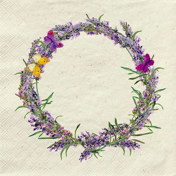 Graspapier Servietten Lavendel mit Schmetterling